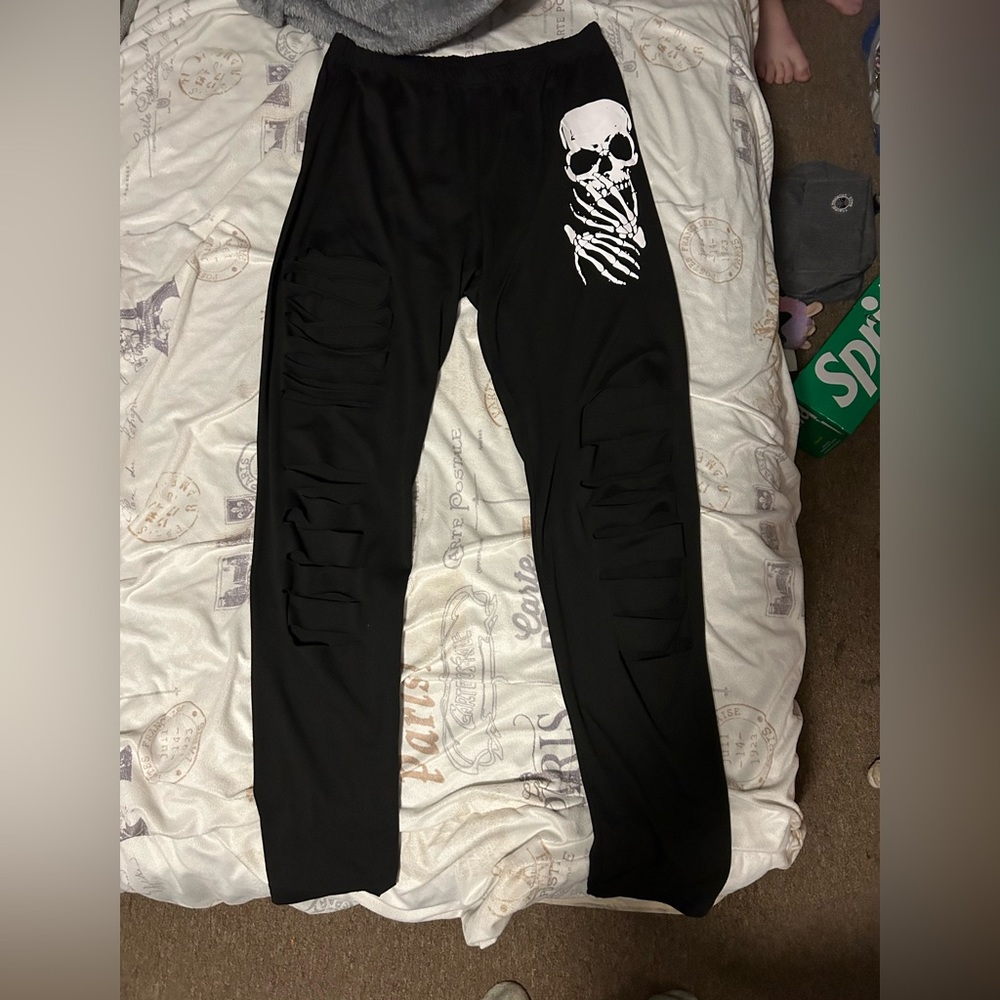 Black Ripped Punk Leggings